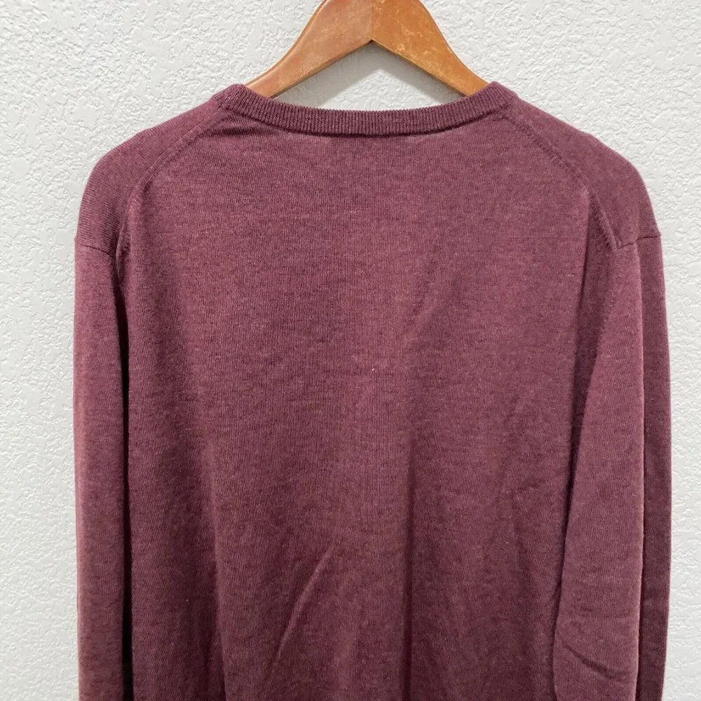 FACONNABLE 100% Wool Pullover Sweater Men's XL Maroon Long Sleeve Crew